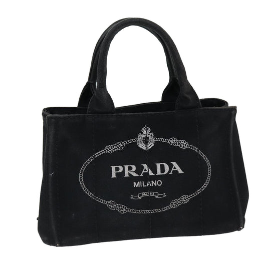 PRADA Canapa PM Hand Bag Canvas 2way Black  ki4653