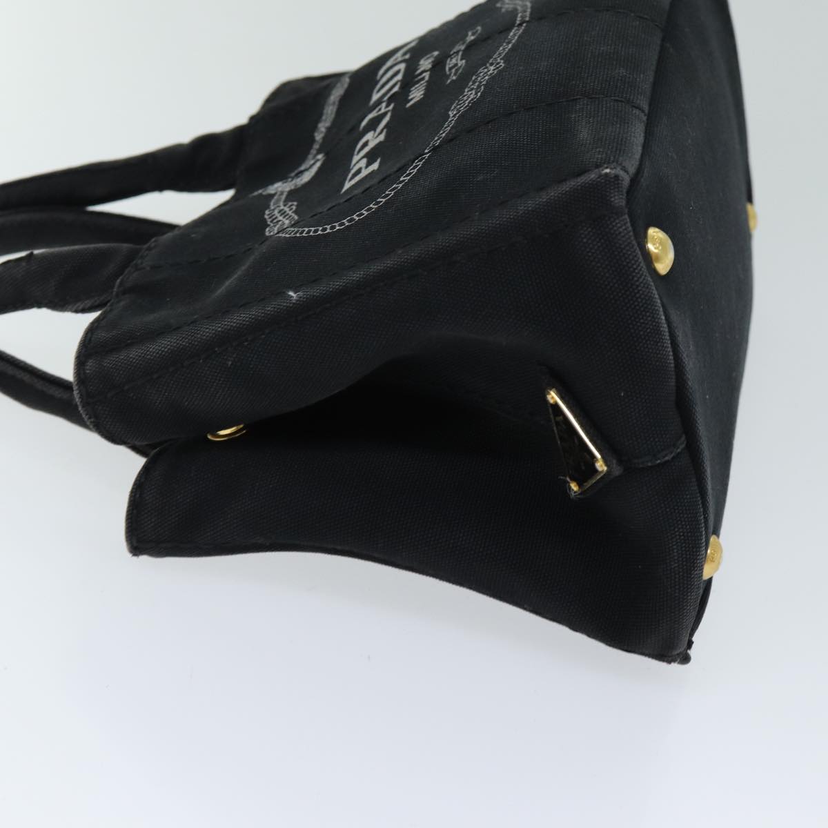 PRADA Canapa PM Hand Bag Canvas 2way Black  ki4653