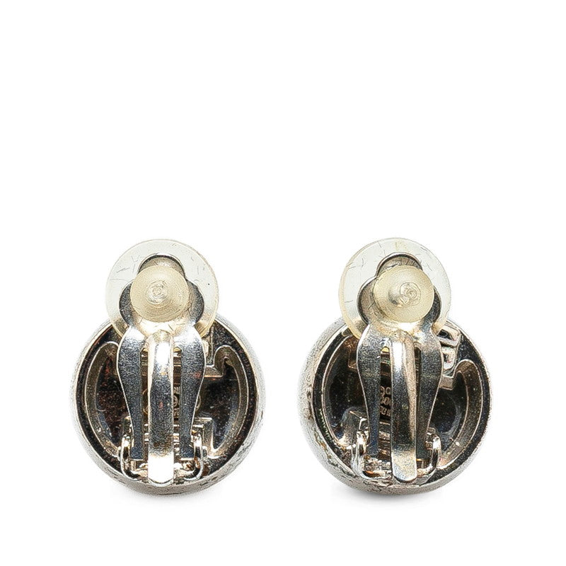 Chanel Coco Mark Ball Earrings Silver Metal