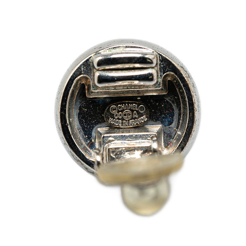Chanel Coco Mark Ball Earrings Silver Metal