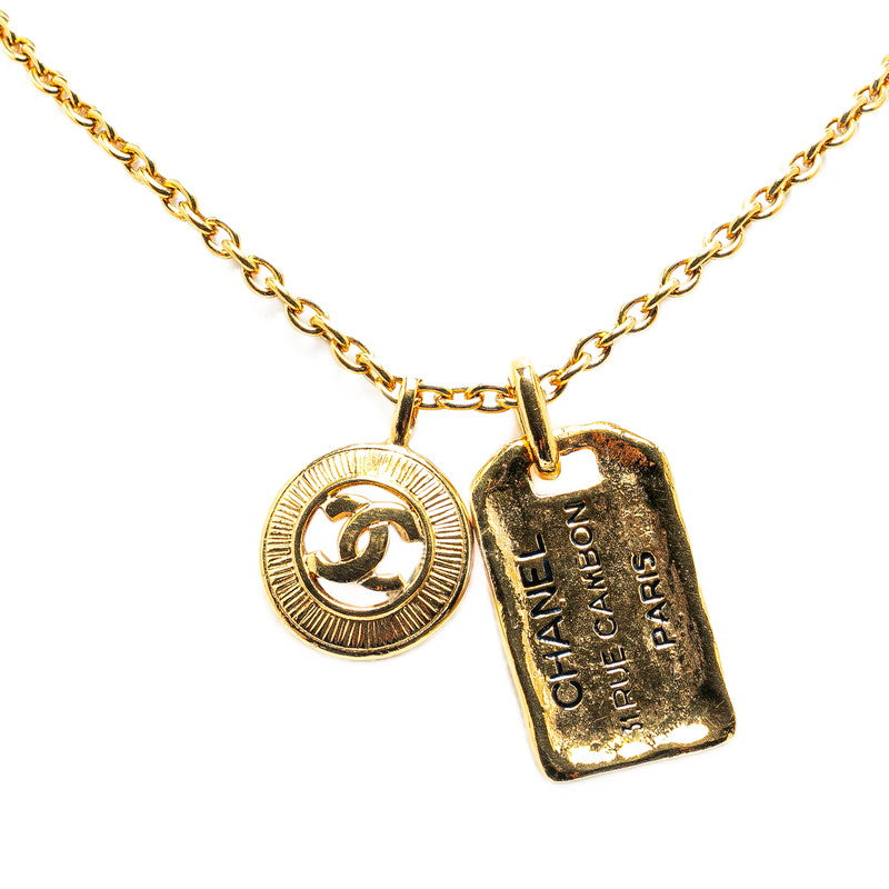 Chanel Vintage Coco Mark Necklace Gold Plated