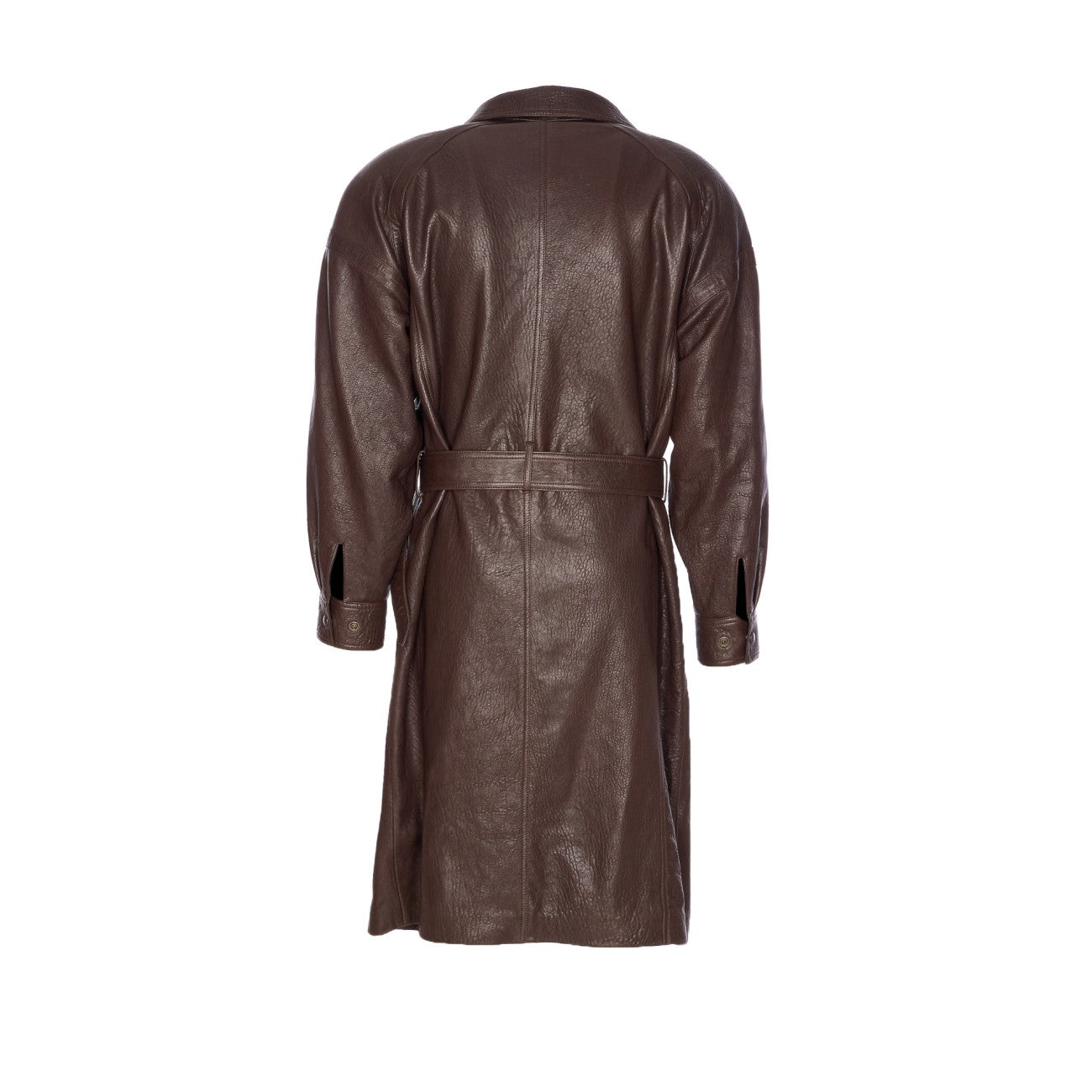 Saint Laurent Men Lamb Leather Balloon Long Coat