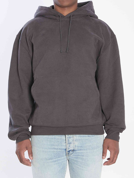 Saint Laurent Men Hoodie With Logo In Cotton