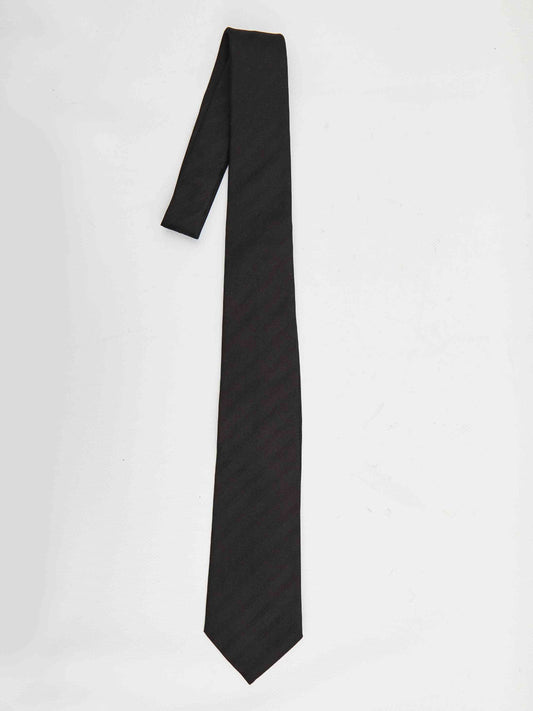 Saint Laurent Men Striped Wide Tie In Silk Jacquard