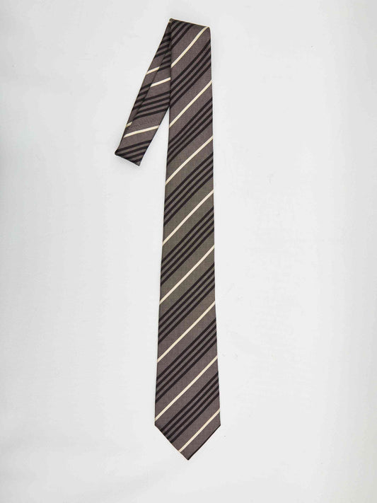 Saint Laurent Men Striped Tie In Silk