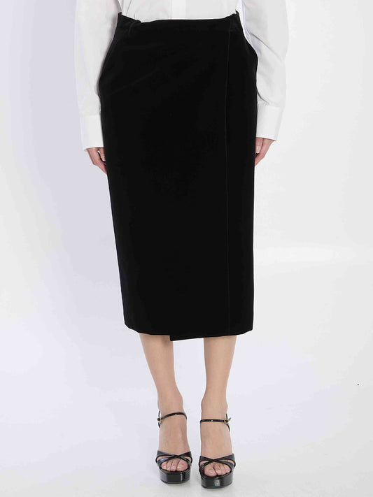 Saint Laurent Women Wrap Skirt In Velvet