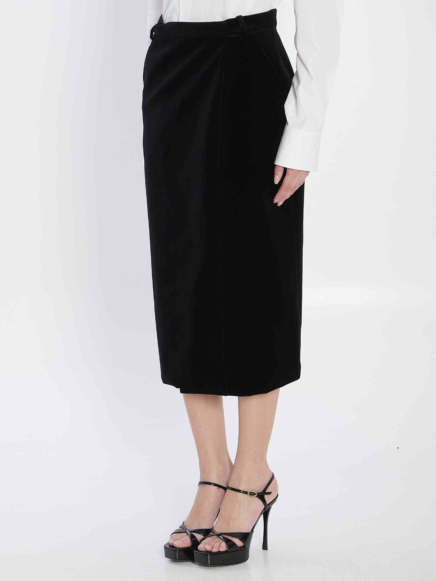 Saint Laurent Women Wrap Skirt In Velvet