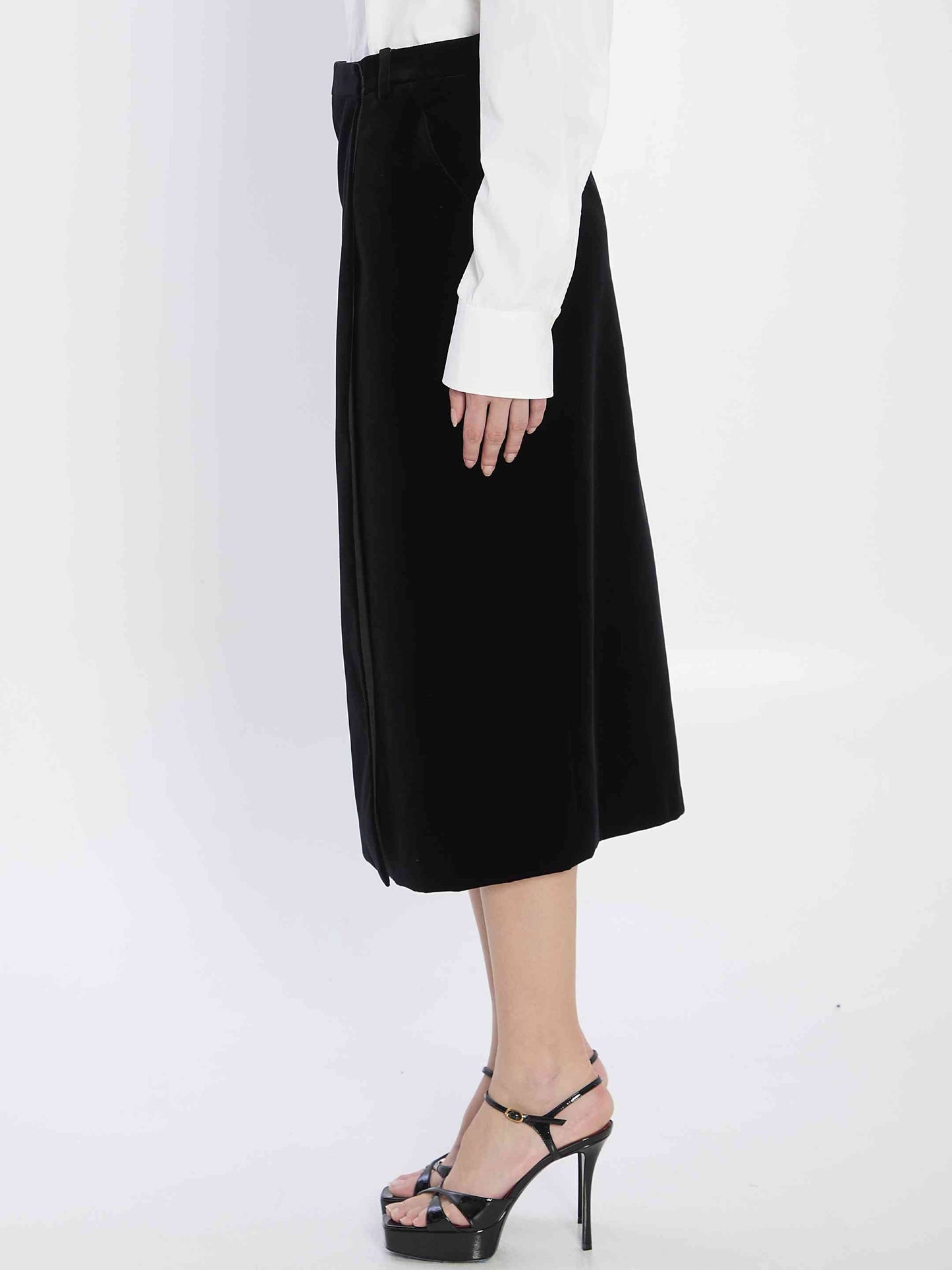 Saint Laurent Women Wrap Skirt In Velvet