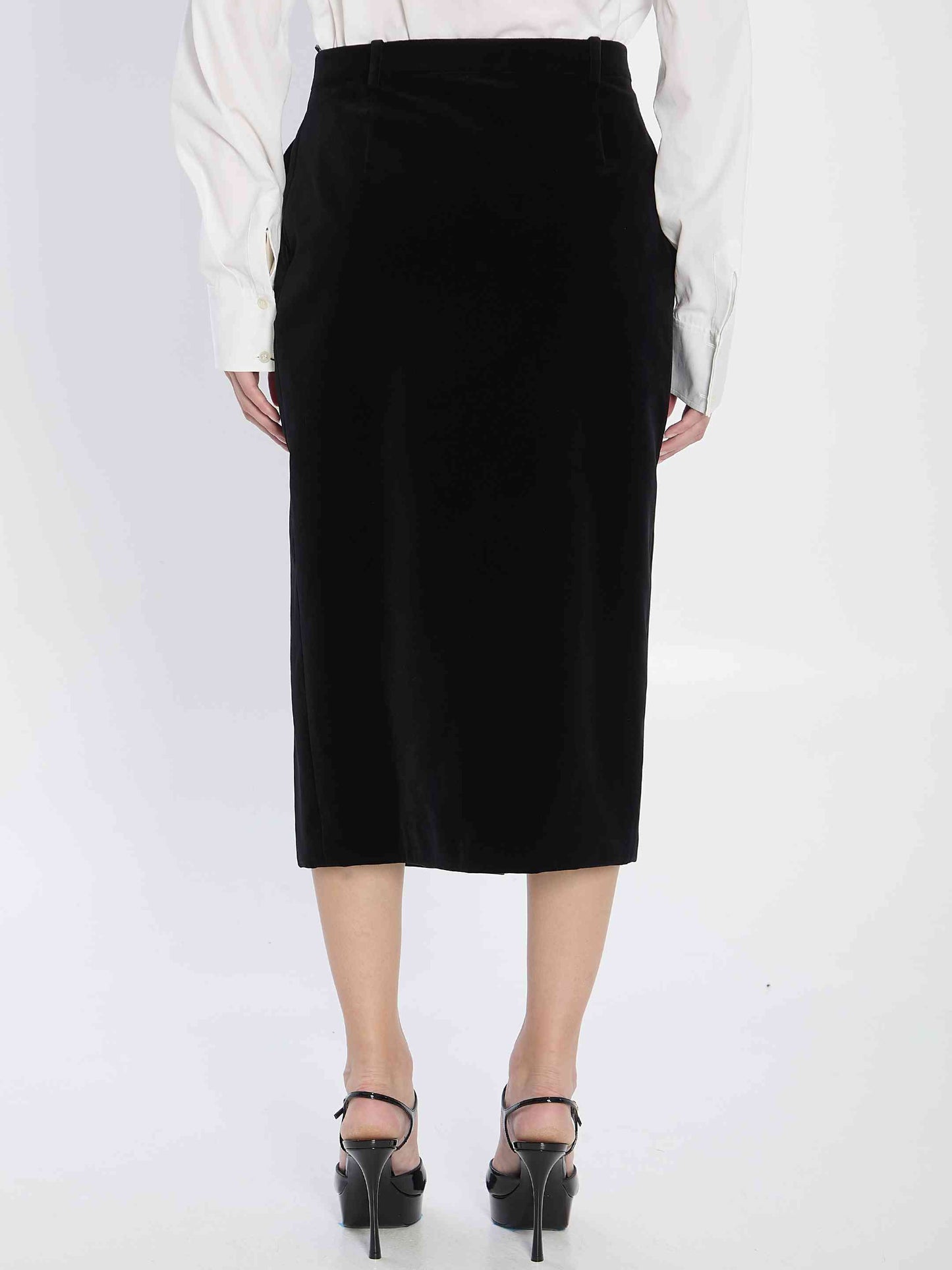 Saint Laurent Women Wrap Skirt In Velvet