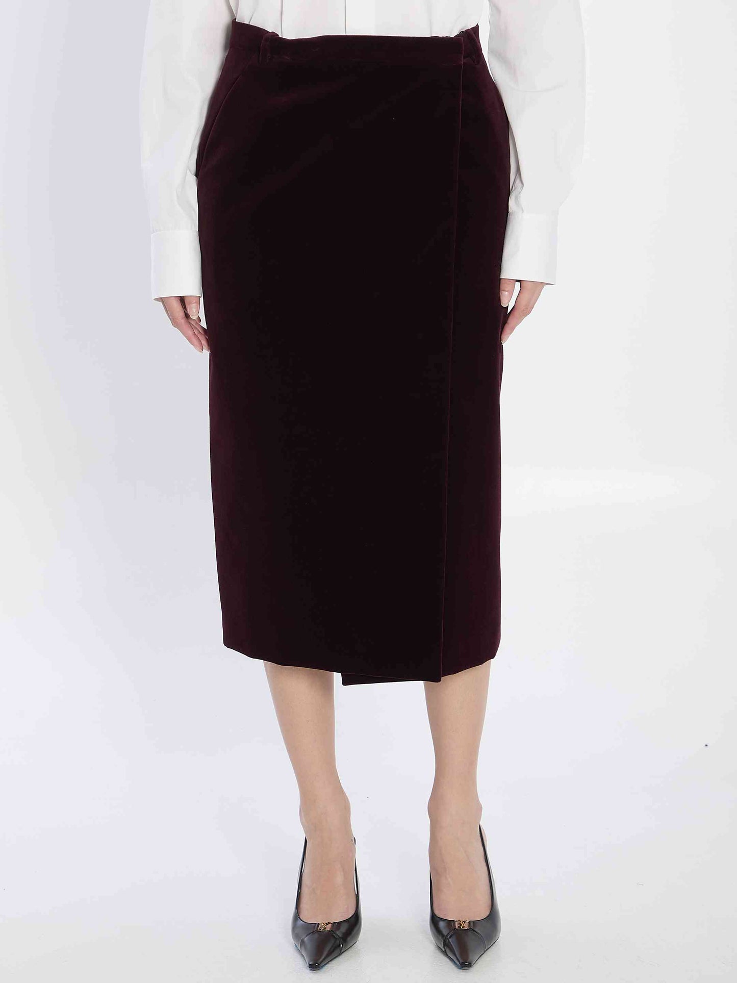 Saint Laurent Women Wrap Skirt In Velvet