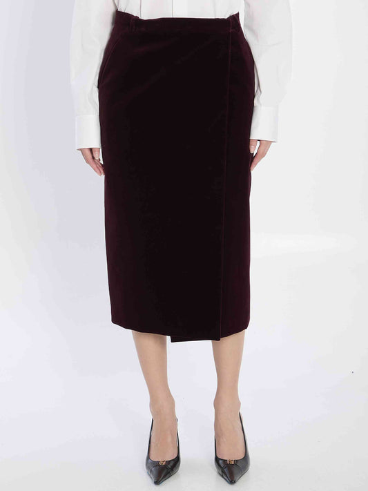 Saint Laurent Women Wrap Skirt In Velvet
