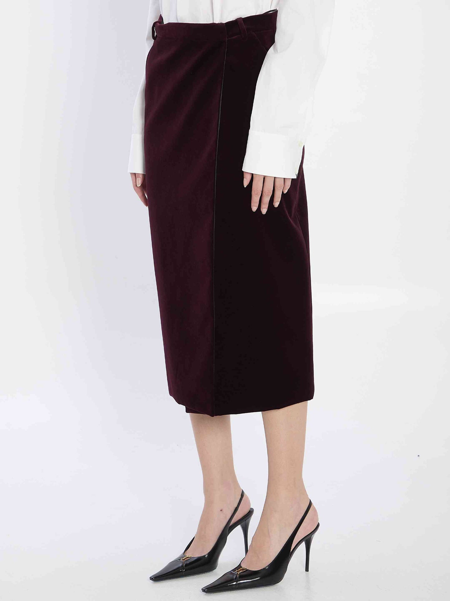 Saint Laurent Women Wrap Skirt In Velvet