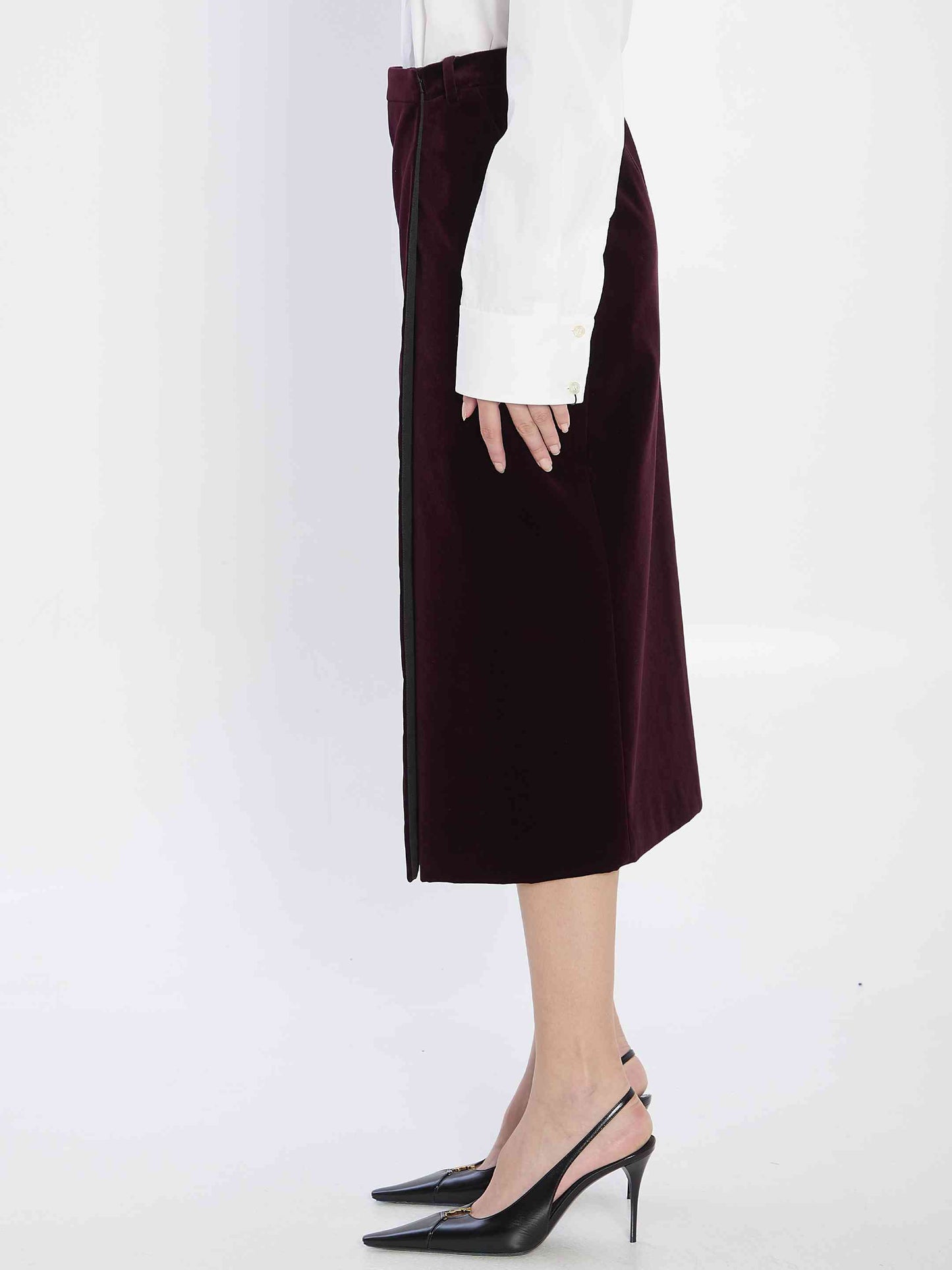Saint Laurent Women Wrap Skirt In Velvet
