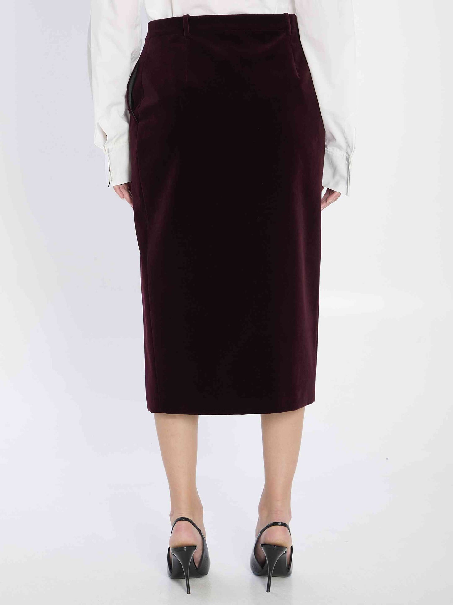 Saint Laurent Women Wrap Skirt In Velvet