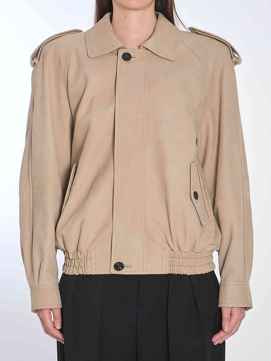 Saint Laurent Women Nubuck Bomber Jacket