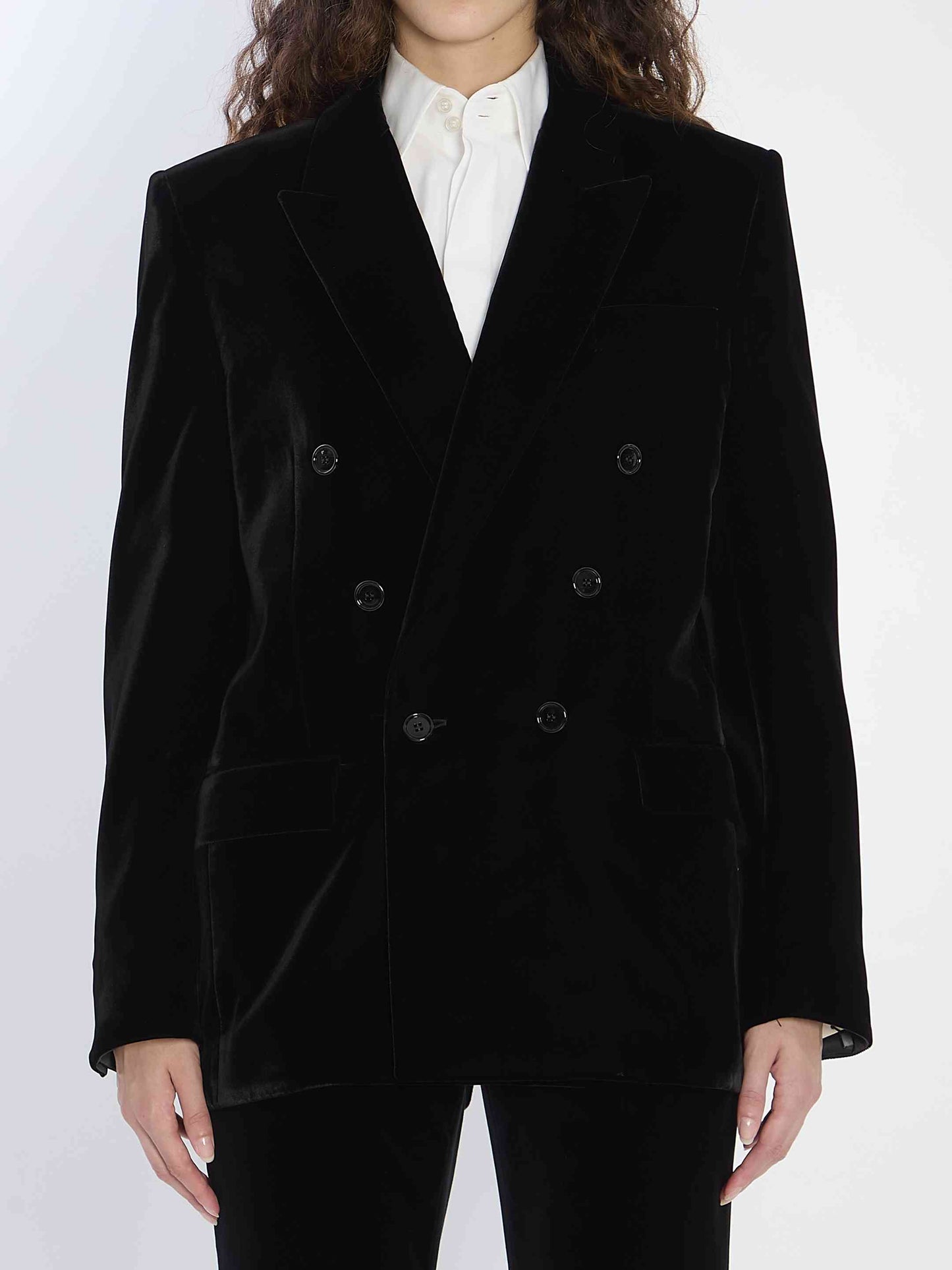 Saint Laurent Women Cassandre Jacket In Velvet