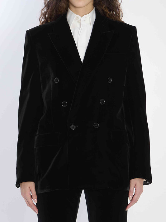 Saint Laurent Women Cassandre Jacket In Velvet