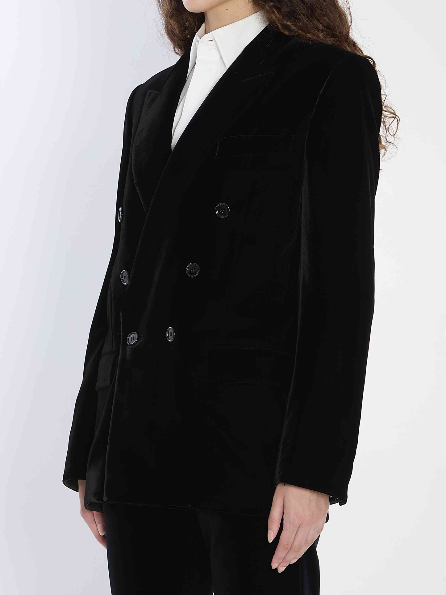 Saint Laurent Women Cassandre Jacket In Velvet
