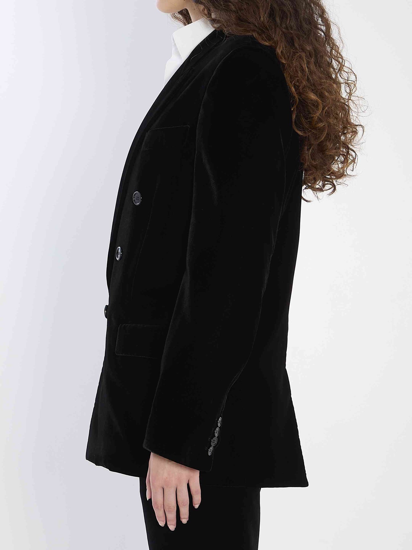 Saint Laurent Women Cassandre Jacket In Velvet