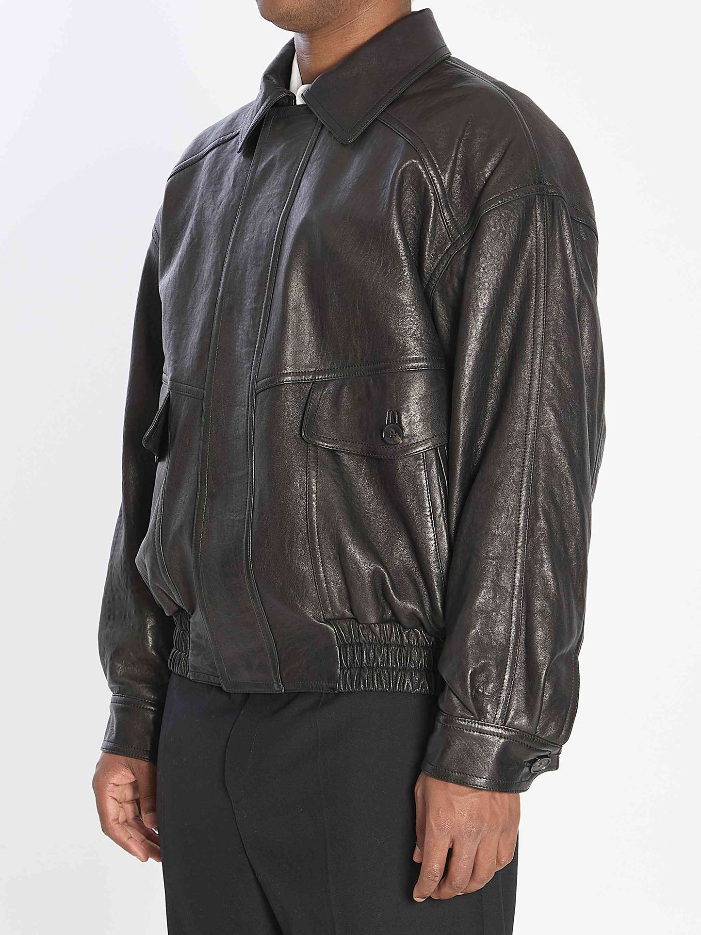 Saint Laurent Men Balloon Bomber Jacket In Lambskin Leather