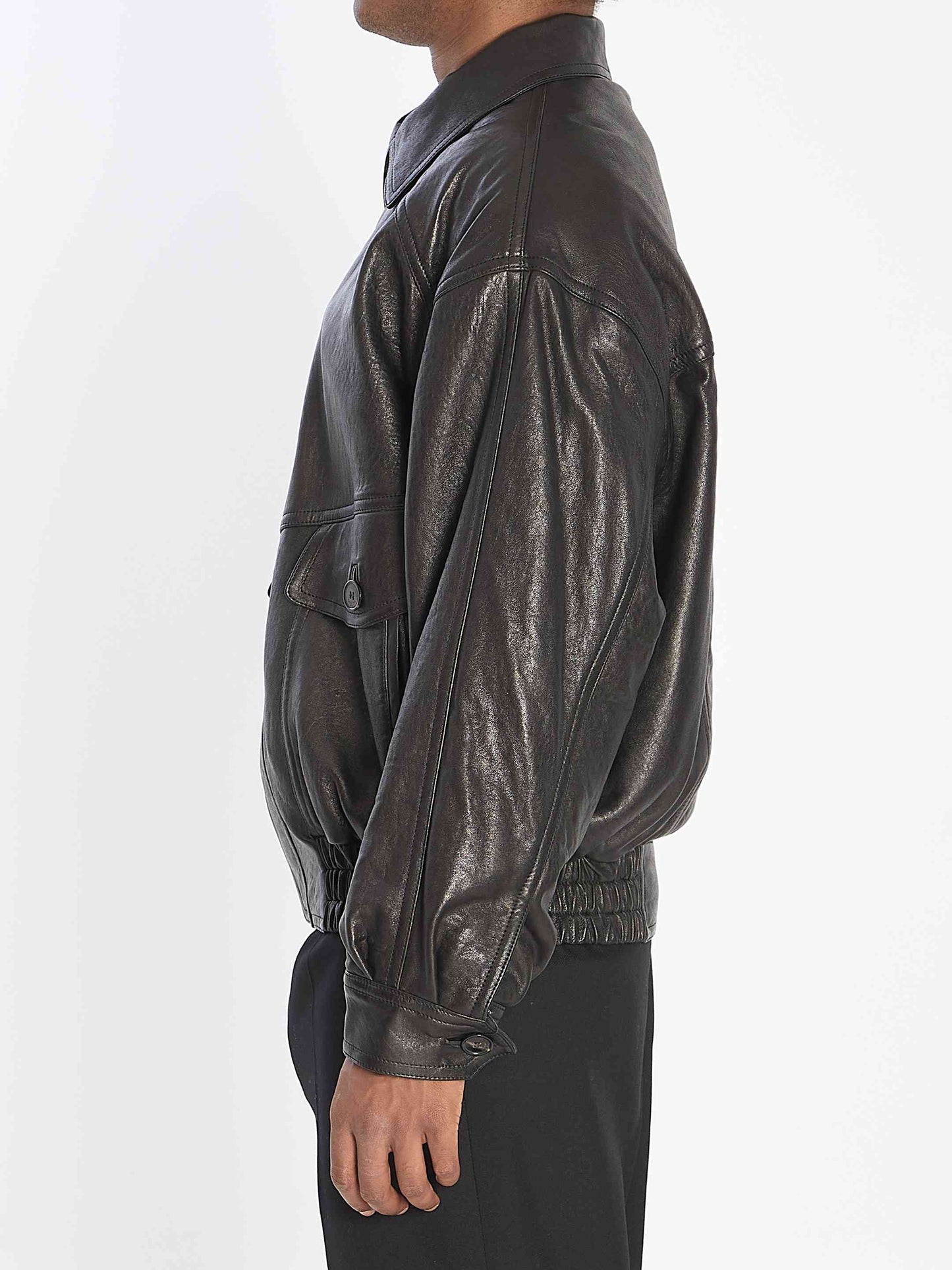 Saint Laurent Men Balloon Bomber Jacket In Lambskin Leather