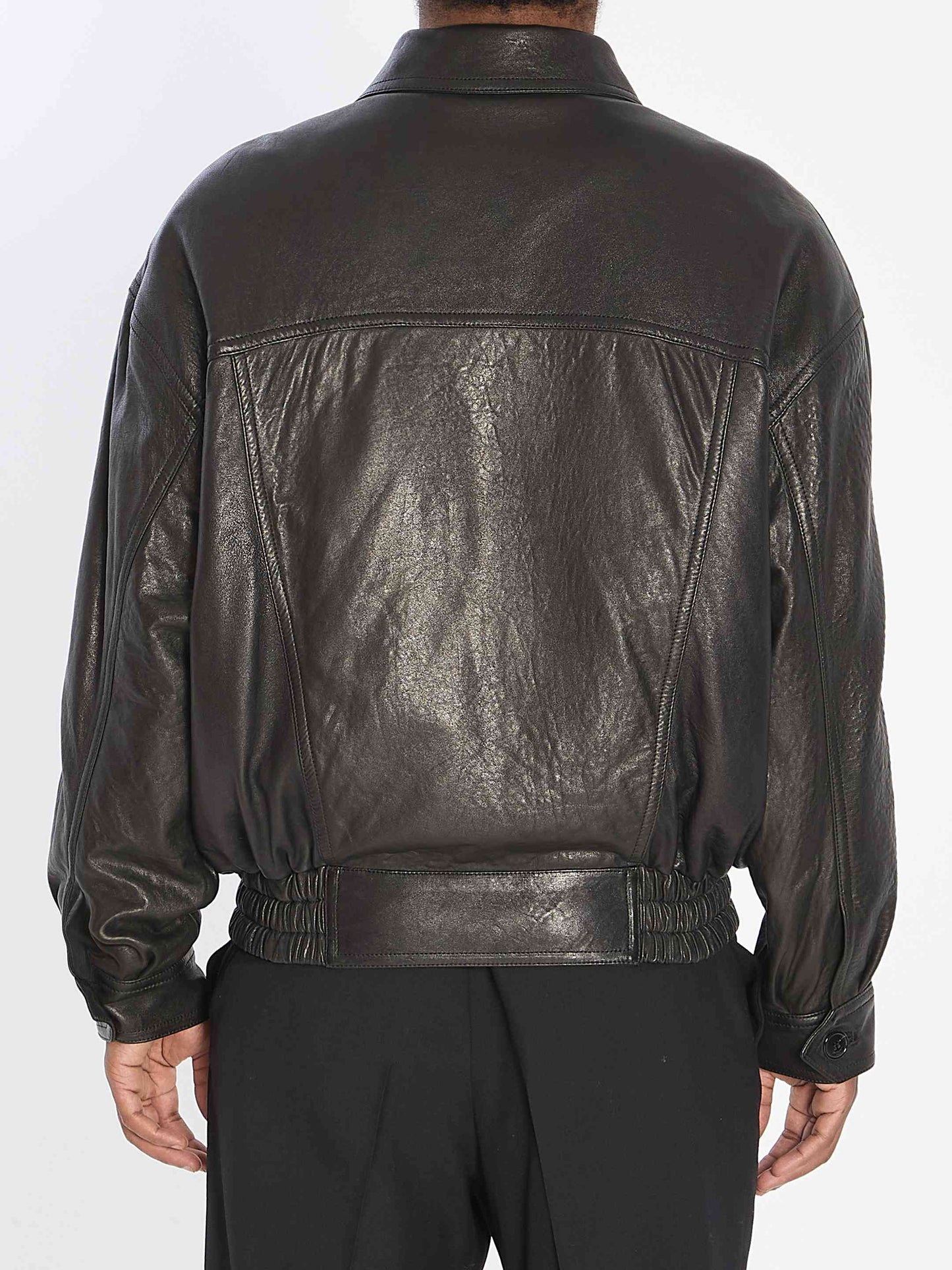 Saint Laurent Men Balloon Bomber Jacket In Lambskin Leather