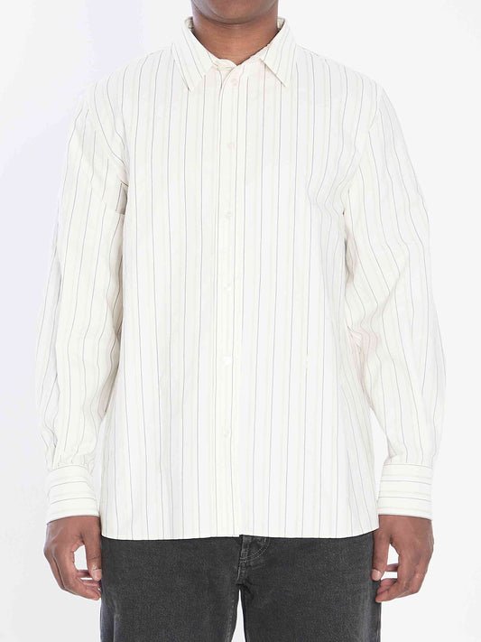 Saint Laurent Men Cassandre Shirt In Striped Cotton