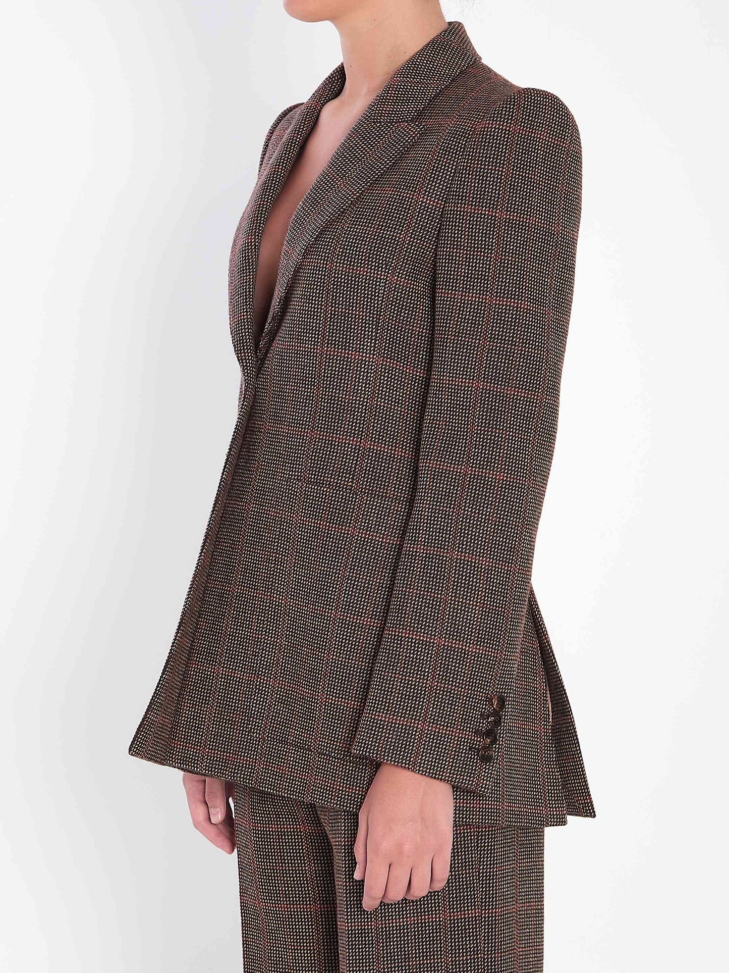 Chloe Women Checked Wool Tailored Jacket