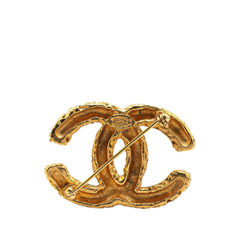 Chanel Vintage Coco Mark Lava Brooch Gold
