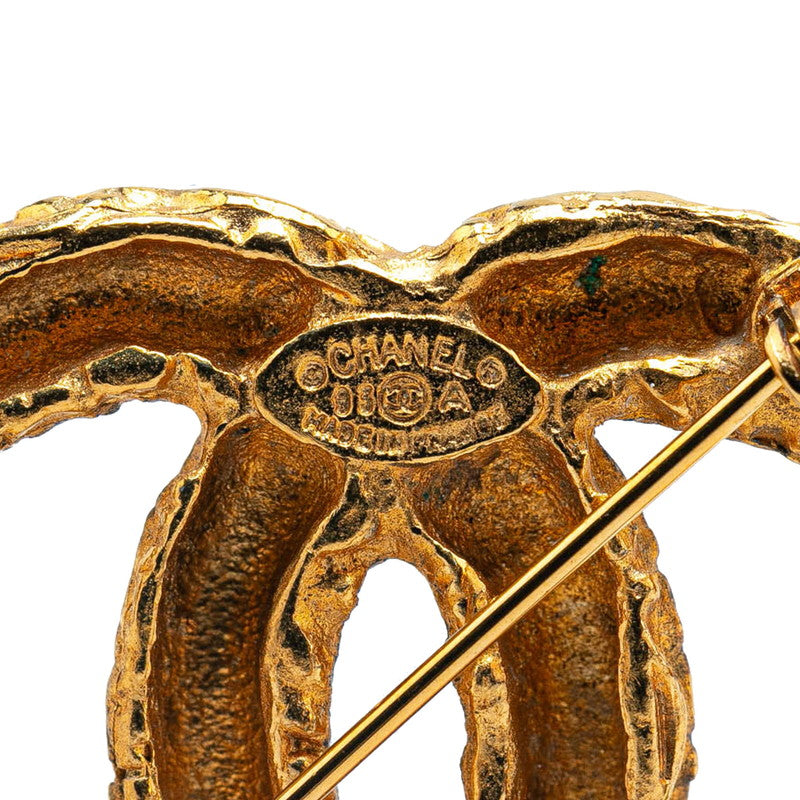 Chanel Vintage Coco Mark Lava Brooch Gold