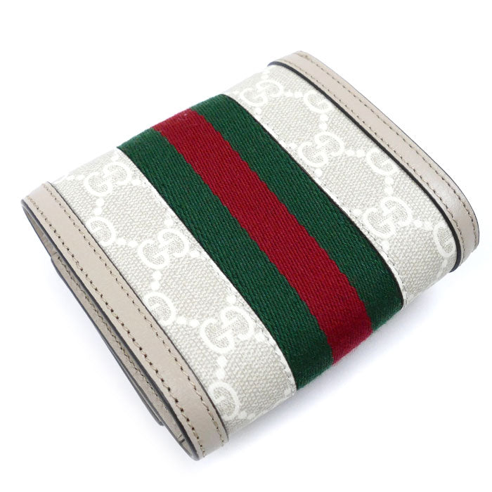 Gucci Ophidia GG Card Case Wallet Beige White