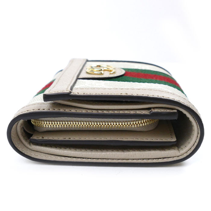 Gucci Ophidia GG Card Case Wallet Beige White