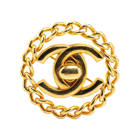 Chanel Vintage Coco Mark Turnlock Chain Brooch