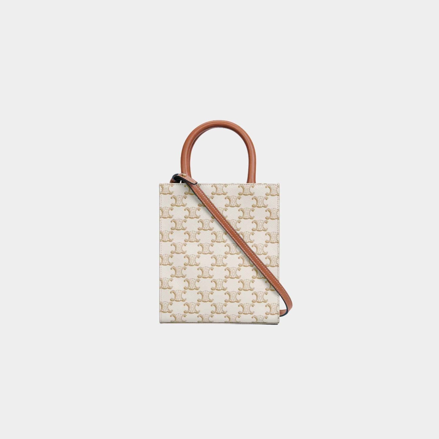 Mini Vertical Cabas In Triomphe Canvas And Calfskin With Celine Print