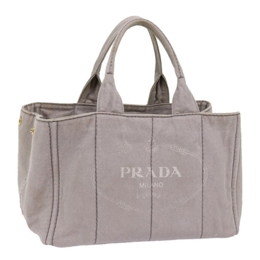 PRADA Canapa MM Hand Bag Canvas Gray  mr062