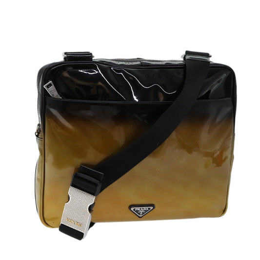 PRADA Shoulder Bag Patent leather Black  mr104
