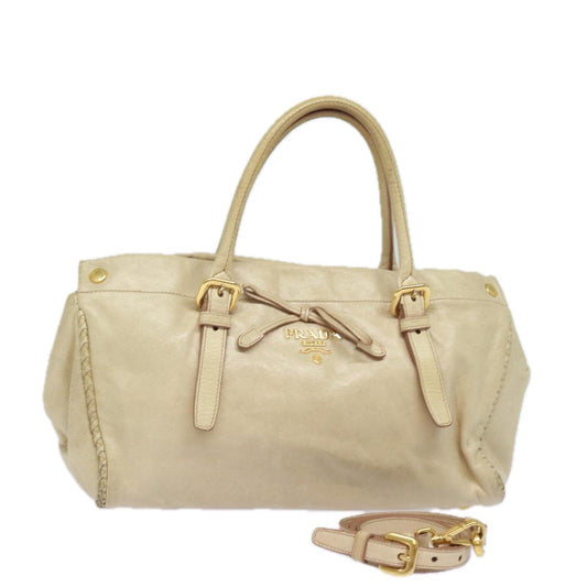 PRADA Shoulder Bag Leather 2way Beige  mr188