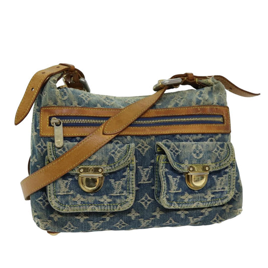 LOUIS VUITTON Monogram denim Buggy PM Shoulder Bag Blue M95049 LV mr216