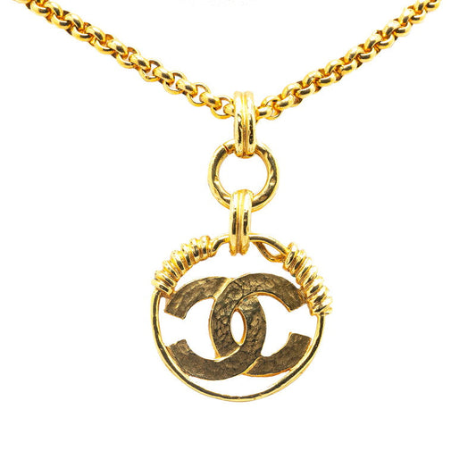 Chanel Vintage Coco Mark Round Necklace Gold