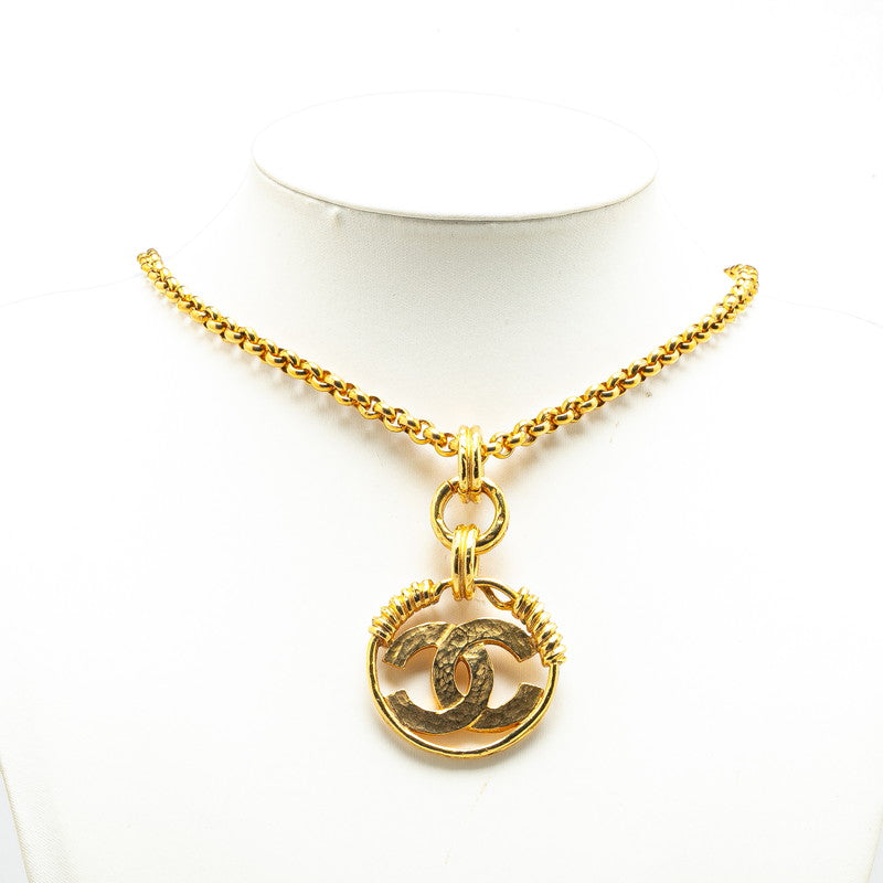 Chanel Vintage Coco Mark Round Necklace Gold