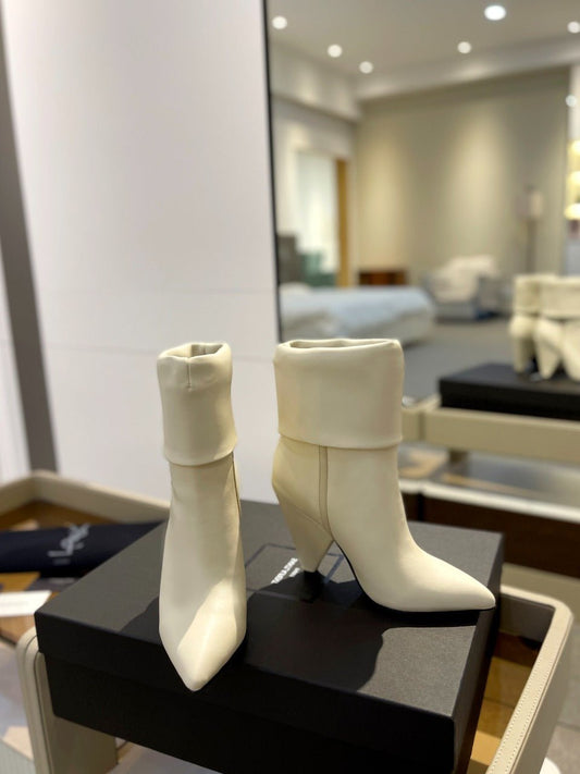 Saint Laurent SL NIKI BOOTIES WHITE CALFSKIN