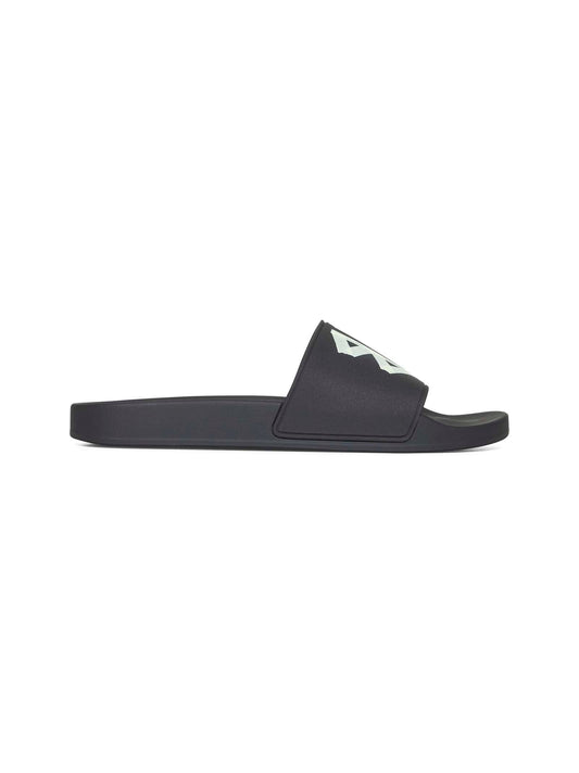 Balenciaga Men Black Rubber Slide Pool Sandals