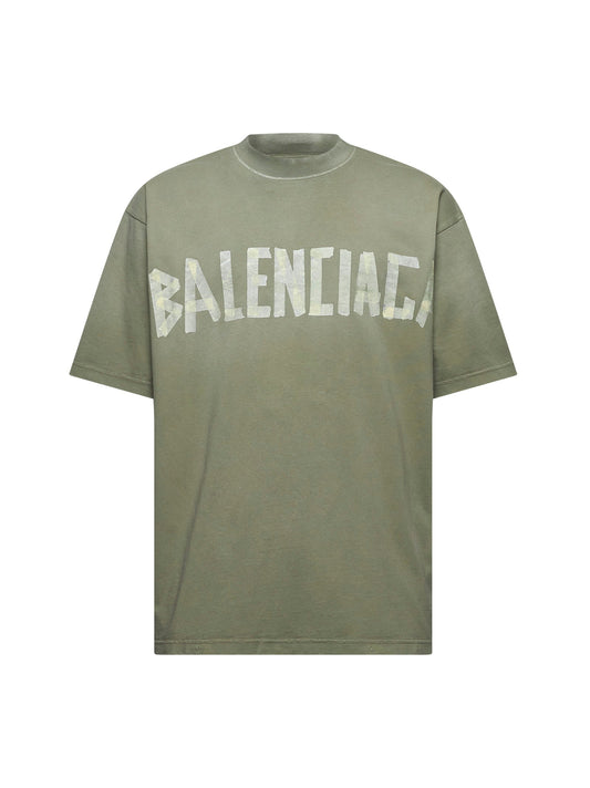 Balenciaga Men Green Tape Type Medium Fit T-Shirt