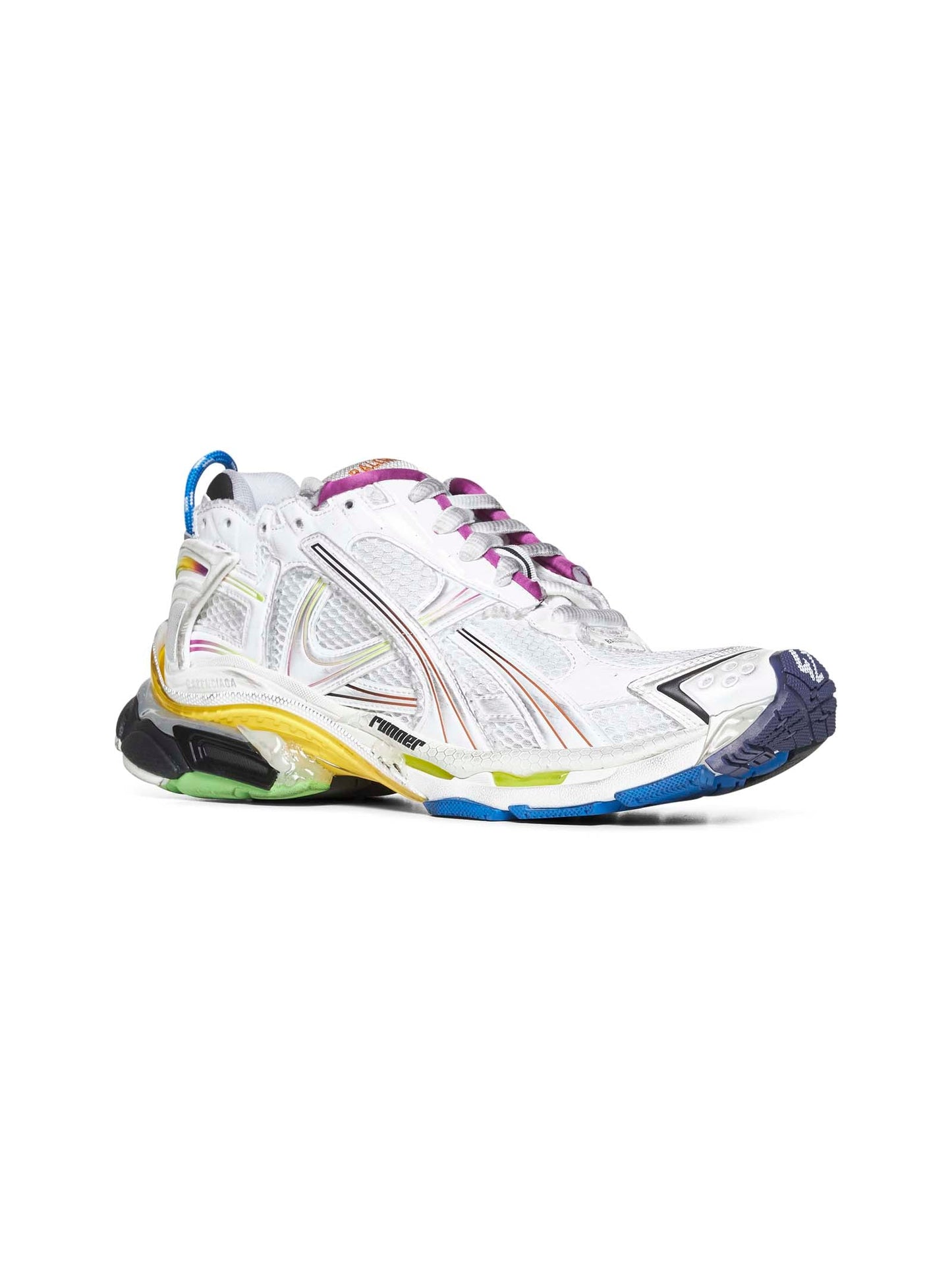 Balenciaga Men White Gradient Runner Sneakers
