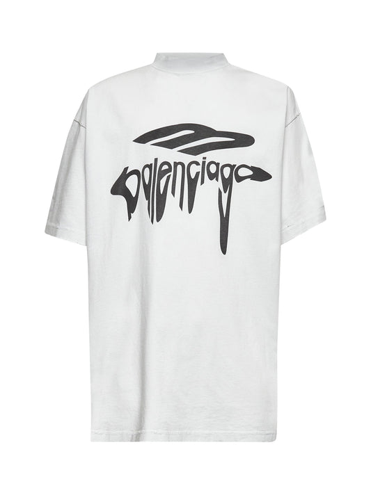 Balenciaga Men Grey 3B Liquefied Oversized T-Shirt