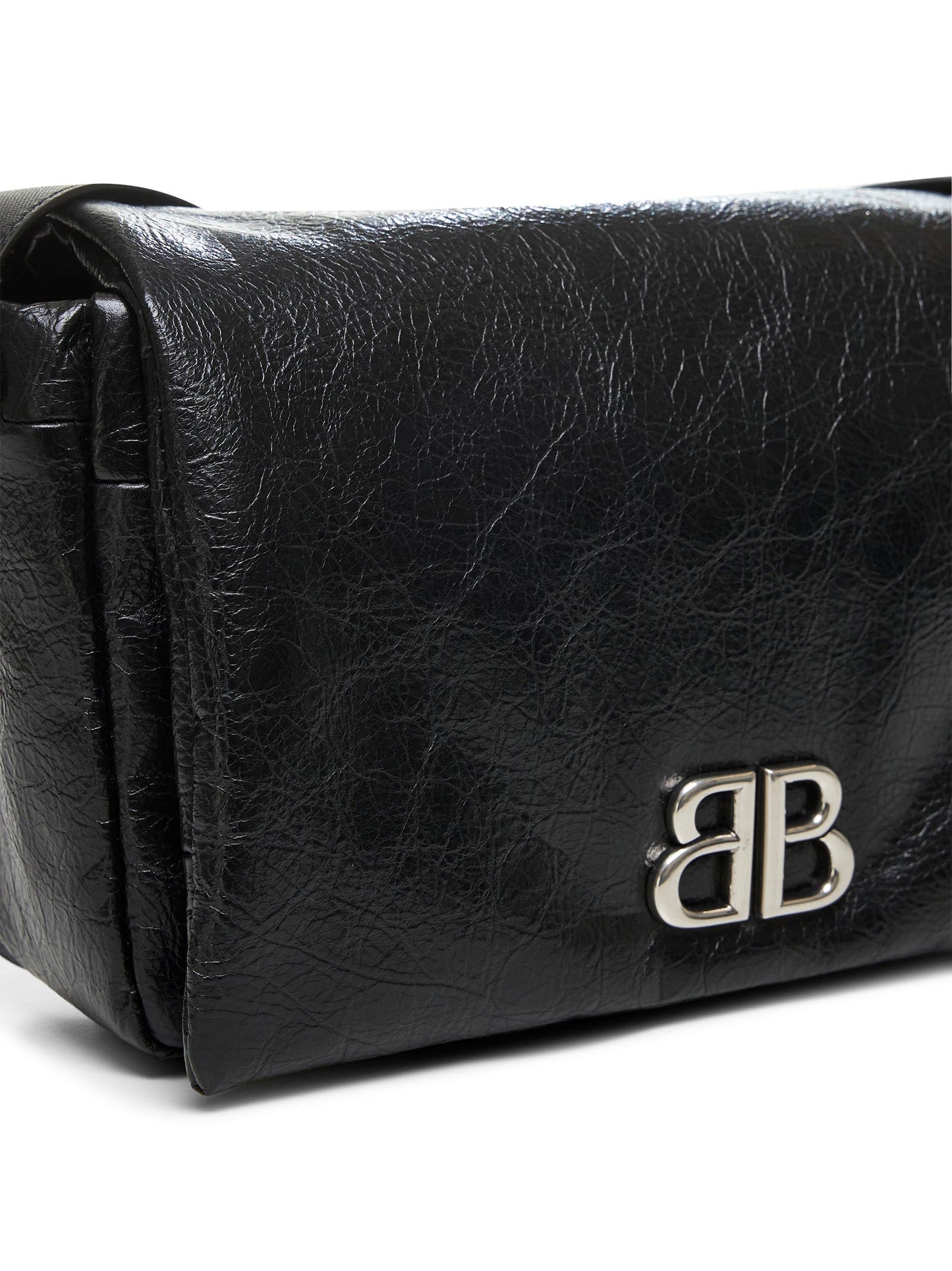 Balenciaga Men Black Monaco Flap Messenger S Bag