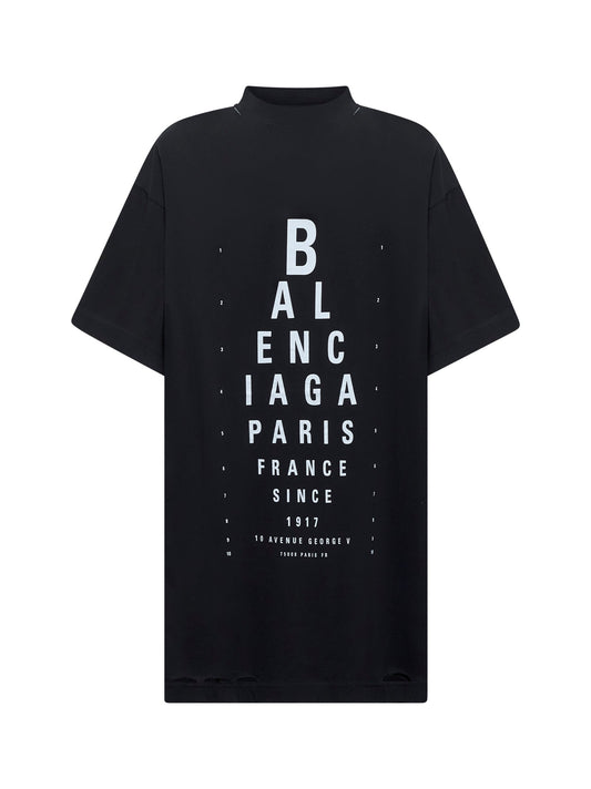 Balenciaga Women Black Optical Oversize T-Shirt