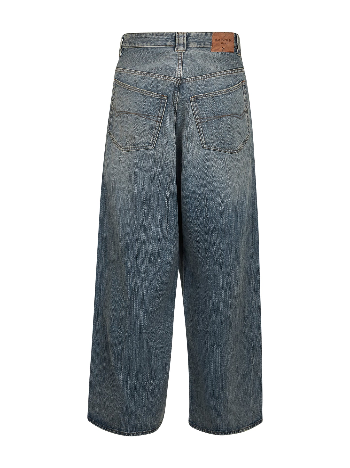 Balenciaga Men Light Blue Ring Denim Baggy Jeans<Br/>