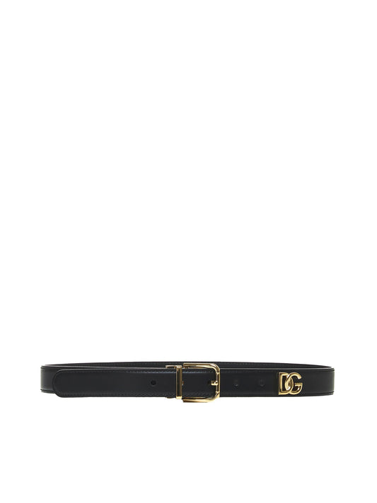 Dolce & Gabbana Women Dg Plaque Leather Belt