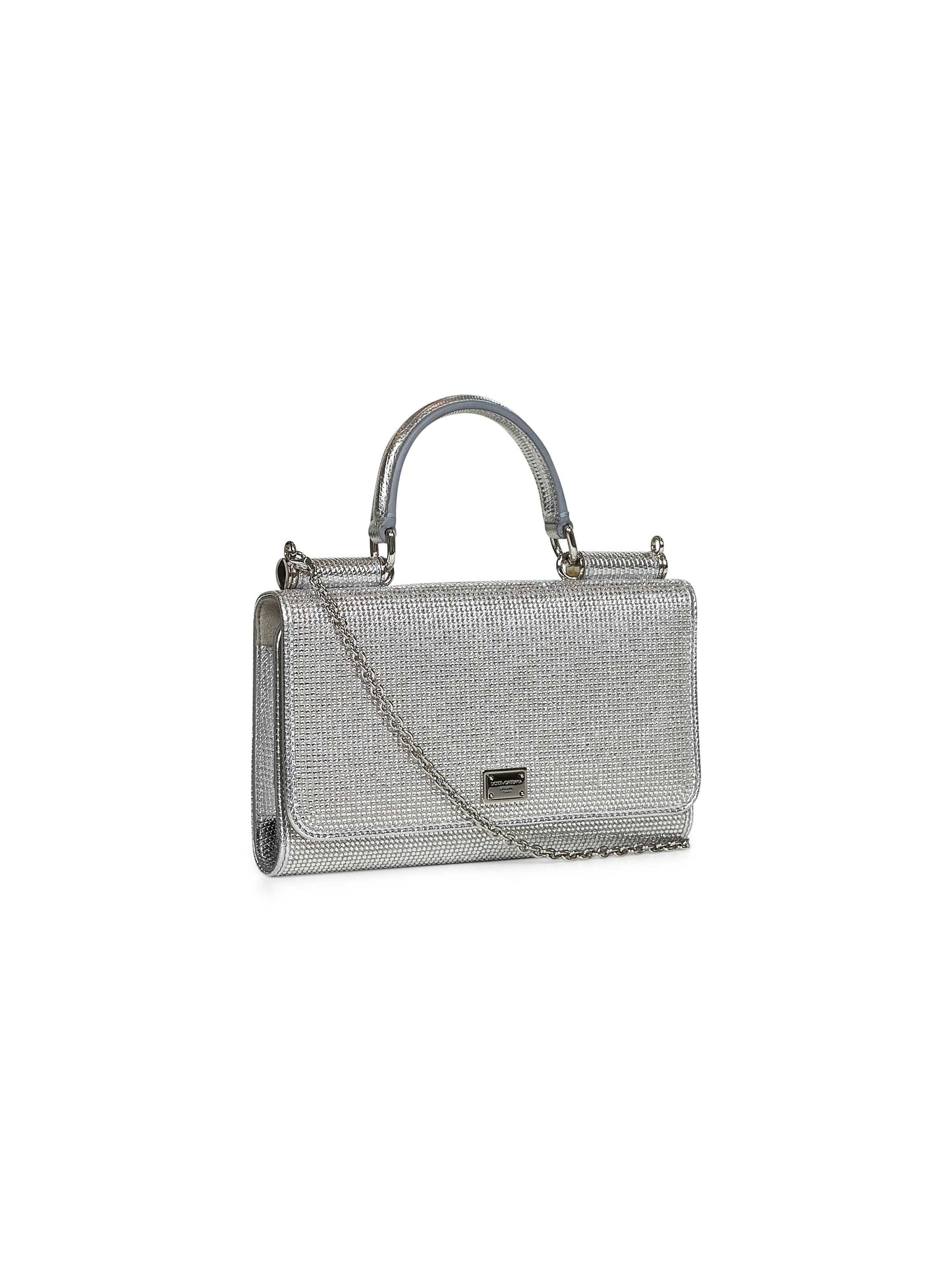 Dolce & Gabbana Women Silver Phone Bag With Shoulder Strap